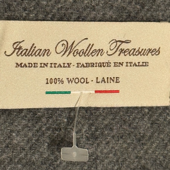 Italian Woollen Treasures Gray 100% Wool Scarf - Made in Italy - Picture 4 of 4